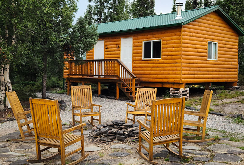 Firepit outside one of the cabins